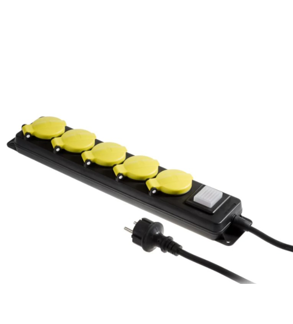 Przedłużacz warsztatowy kątowy 5G/3M Z/U 230V IP44 z klapami i wyłącznikiem