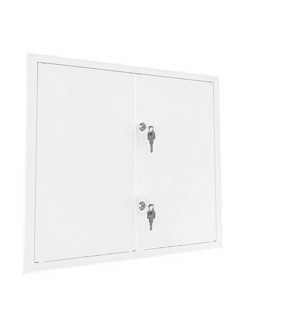 Drzwiczki rewizyjne dwuskrzydłowe malowane MAXI 100 x 90cm - BIAŁE, klucz