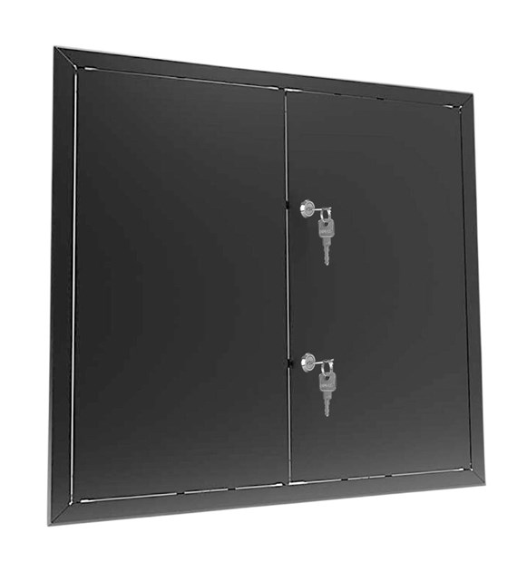 Drzwiczki rewizyjne dwuskrzydłowe malowane MAXI 100 x 90cm - CZARNE, klucz
