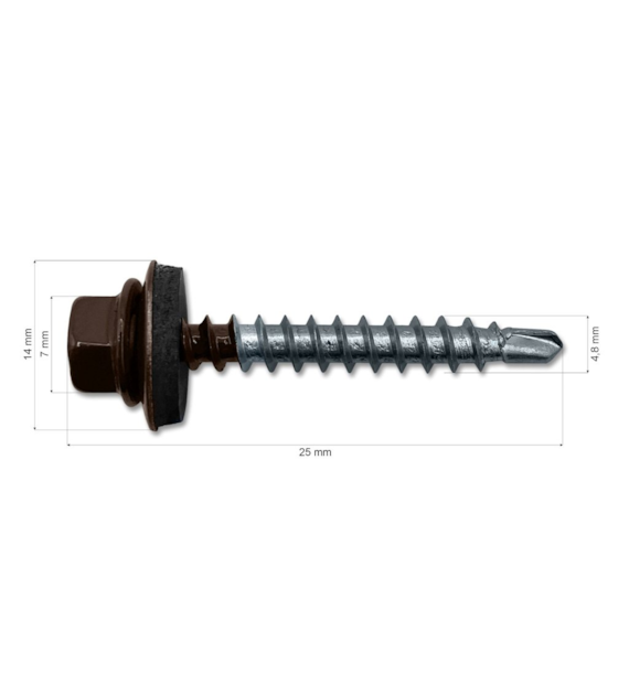 Wkręt FARMER 4,8x25/28DR 8017-brązowy 250 szt DIAMANTO
