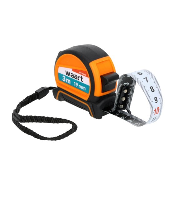 Miara zwijana stalowa 3 m, 19 mm, dwustronna skala czarno-biała WAART