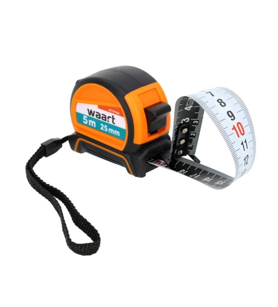 Miara zwijana stalowa 5 m, 25 mm, dwustronna skala czarno-biała WAART