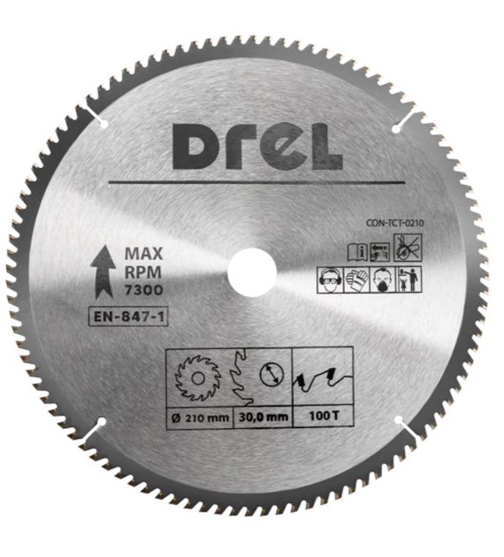 Tarcza do pilarki widiowa 210 x 30 mm, 100T, aluminium DREL