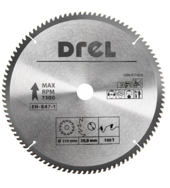 Tarcza do pilarki widiowa 210 x 30 mm, 100T, aluminium DREL