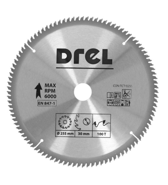 Tarcza do pilarki widiowa 255 x 30 mm, 100T, aluminium DREL