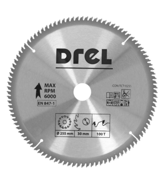 Tarcza do pilarki widiowa 255 x 30 mm, 100T, aluminium DREL