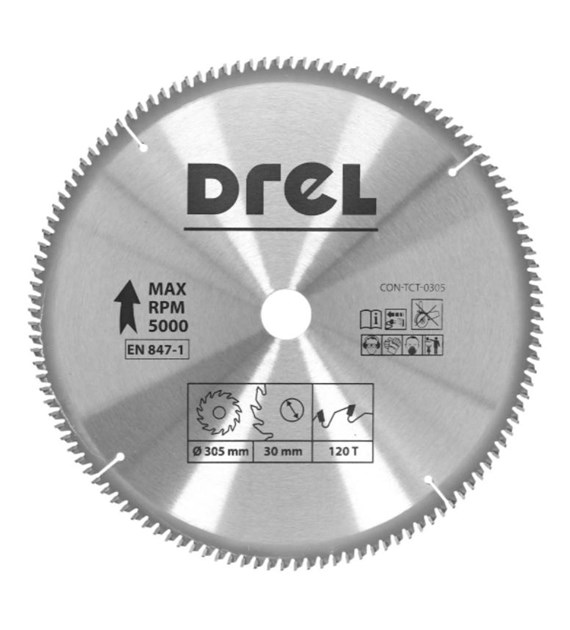 Tarcza do pilarki widiowa 305 x 30 mm, 120T, aluminium DREL