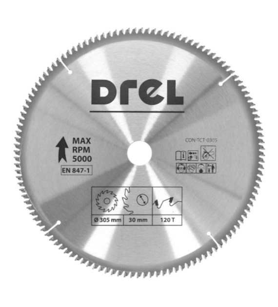 Tarcza do pilarki widiowa 305 x 30 mm, 120T, aluminium DREL