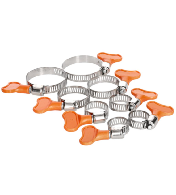 WAART Opaski zaciskowe ślimakowe z motylkiem 10-38 mm, 8 szt
