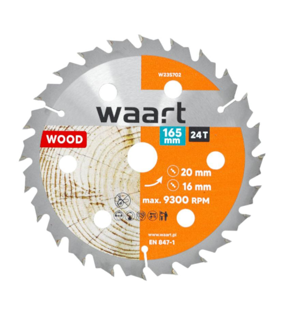 WAART Tarcza do pilarki widiowa 165 x 20 mm, 24T, drewno