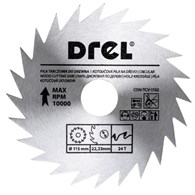 Piła tarczowa DREL CV do drewna 115 x 22,2 mm 24T