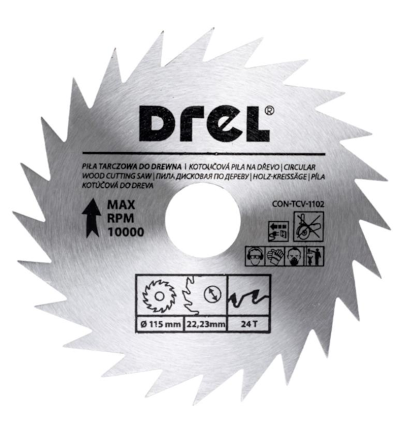 Piła tarczowa DREL CV do drewna 115 x 22,2 mm 24T