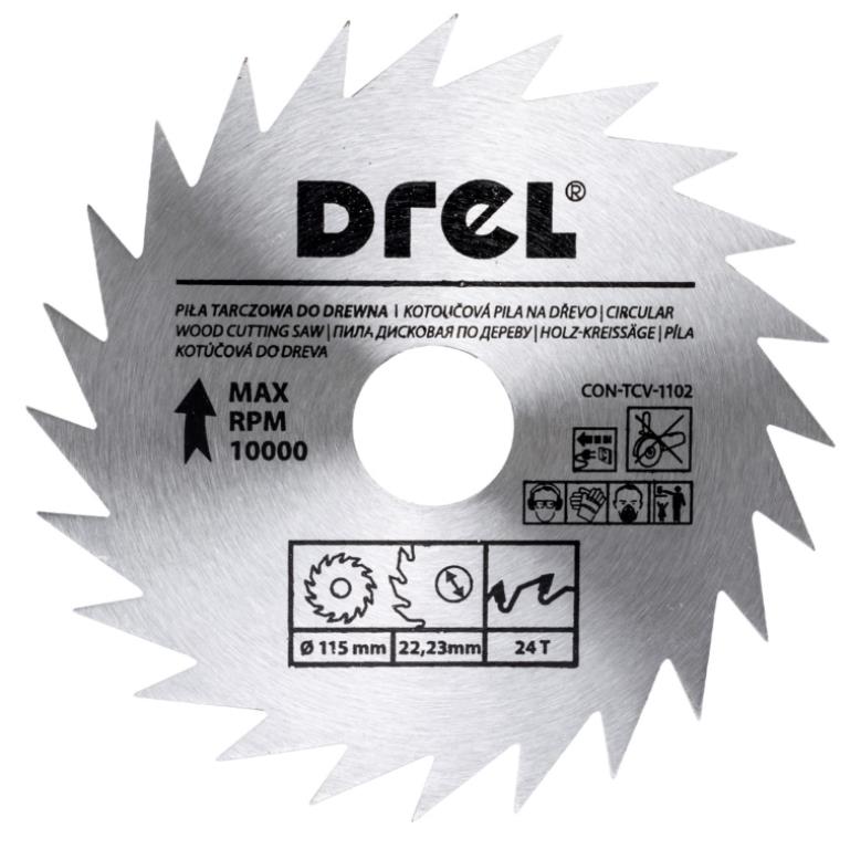 Piła tarczowa DREL CV do drewna 115 x 22,2 mm 24T