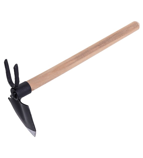 Motyczka KUTA sercowa MINI z widełkami trzon 40cm, szerokość 8cm, długość 11cm