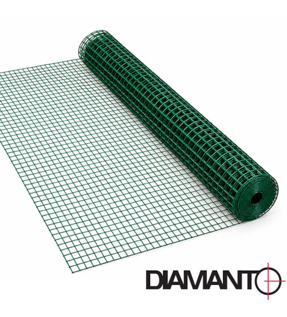 Siatka zgrzewana PCV, oczko 12,7x12,7 mm, drut 1,0 mm, 5 m x 1 m DIAMANTO