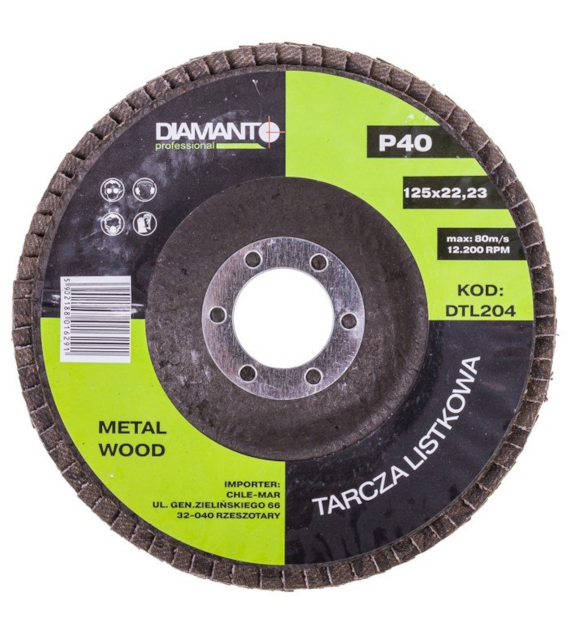 Tarcza listkowa 125 gr 40 DIAMANTO