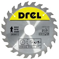 Piła tarczowa DREL CV do drewna ze spiekiem 160 x 30 mm 24T