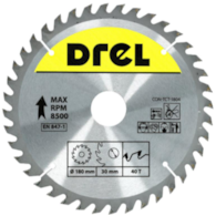 Piła tarczowa DREL CV do drewna ze spiekiem 180 x 30 mm 40T