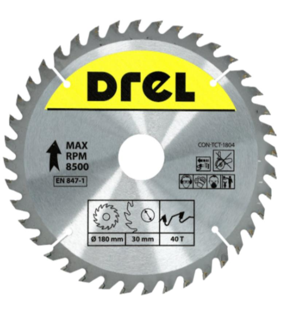 Piła tarczowa DREL CV do drewna ze spiekiem 180 x 30 mm 40T