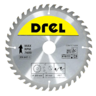 Piła tarczowa DREL CV do drewna ze spiekiem 200 x 30 mm 40T