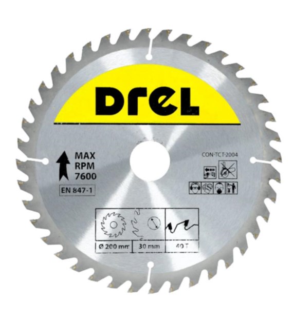 Piła tarczowa DREL CV do drewna ze spiekiem 200 x 30 mm 40T