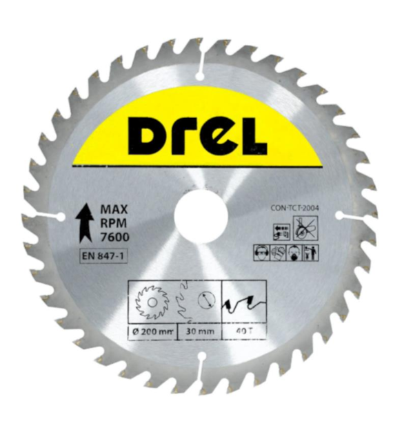 Piła tarczowa DREL CV do drewna ze spiekiem 200 x 30 mm 40T