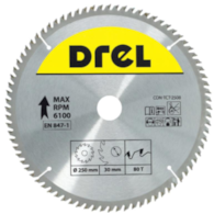 Piła tarczowa DREL CV do drewna ze spiekiem 250 x 30 mm 80T