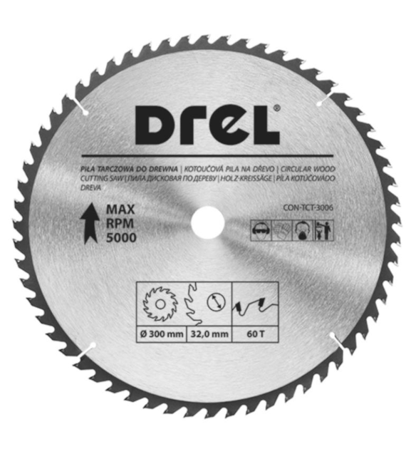 Piła tarczowa DREL CV do drewna ze spiekiem 300 x 30 mm 60T