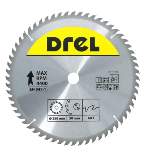 Piła tarczowa DREL CV do drewna ze spiekiem 350 x 30 mm 60T