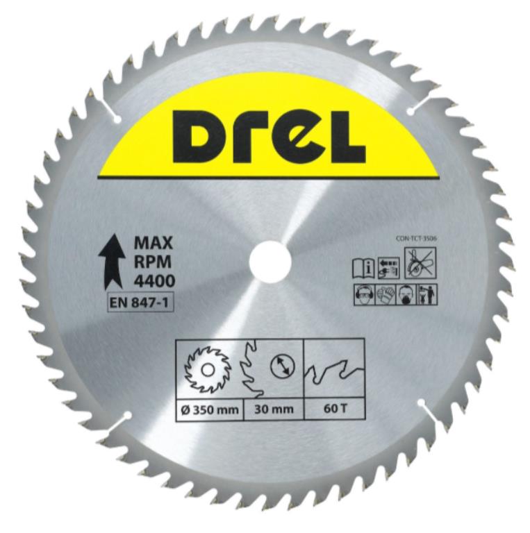 Piła tarczowa DREL CV do drewna ze spiekiem 350 x 30 mm 60T