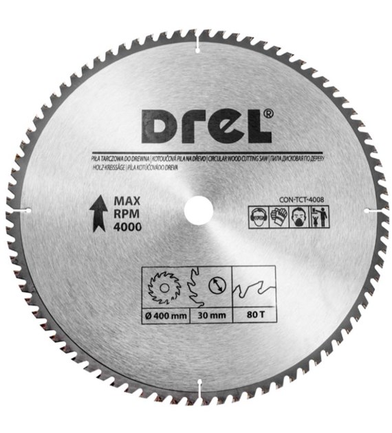 Piła tarczowa DREL CV do drewna ze spiekiem 400 x 30 mm 80T