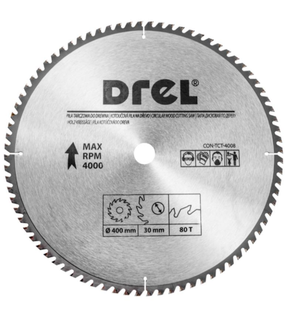 Piła tarczowa DREL CV do drewna ze spiekiem 400 x 30 mm 80T
