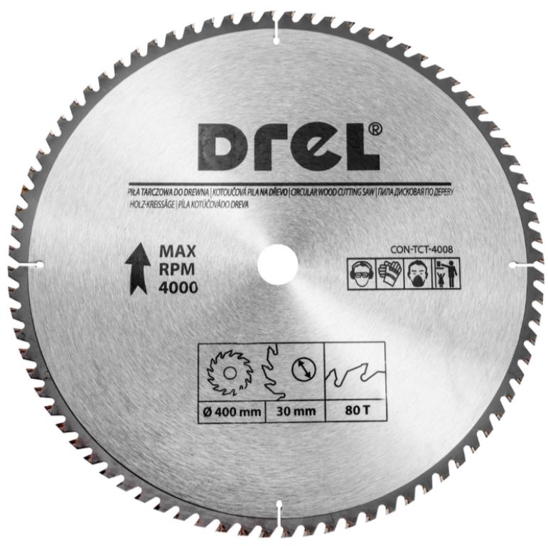 Piła tarczowa DREL CV do drewna ze spiekiem 400 x 30 mm 80T