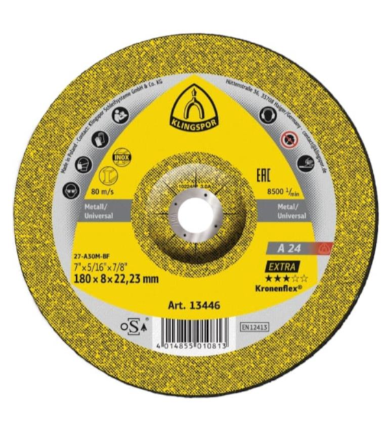 KLINGSPOR Tarcza metal szlif  KRONEFLEX EXTRA 180x6,0mm