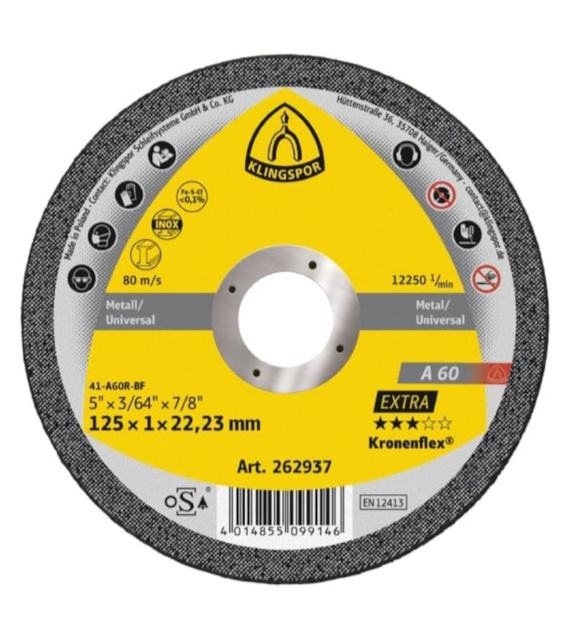 KLINGSPOR Tarcza metal płaska KRONEFLEX EXTRA 125x1,0mm