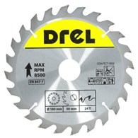 Piła tarczowa DREL CV do drewna ze spiekiem 180 x 30 mm 24T