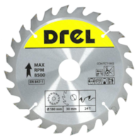 Piła tarczowa DREL CV do drewna ze spiekiem 180 x 30 mm 24T