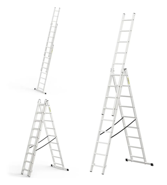 Drabina 3-elementowa aluminiowa 3x9 szczebli 150kg