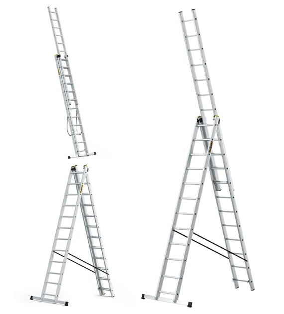 Drabina 3-elementowa aluminiowa 3x12 szczebli 150kg