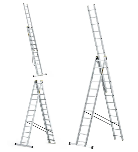 Drabina 3-elementowa aluminiowa 3x12 szczebli 150kg