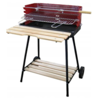Grill prostokątny z drewnianymi półkami