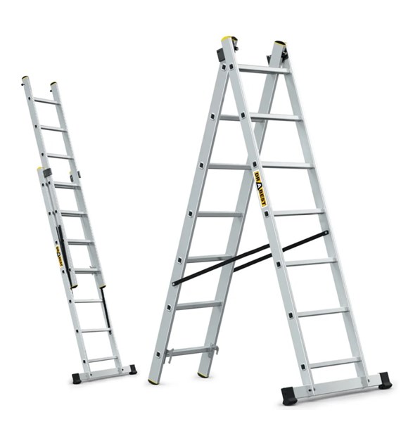 Drabina aluminiowa 2-elementowa 2x7 szczebli 150kg