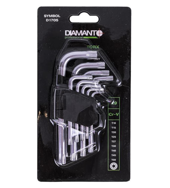 Klucze imbusowe TORX T15 - T50 krótkie DIAMANTO