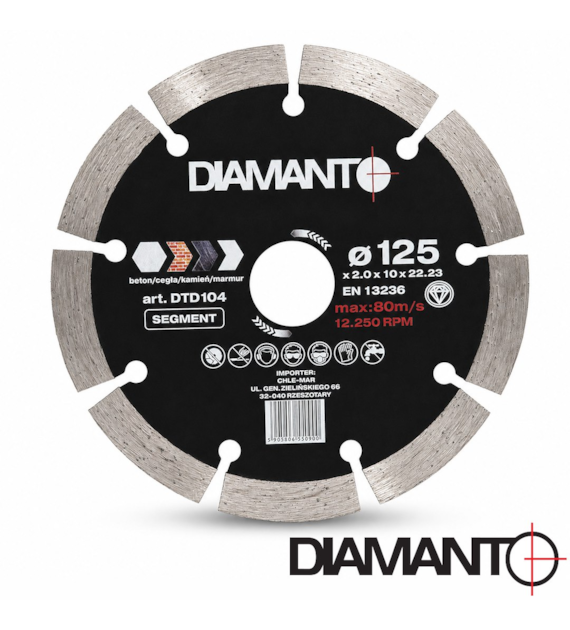 Tarcza diamentowa 125 x 2,0 x 22,23mm SEGMENT DIAMANTO STANDARD