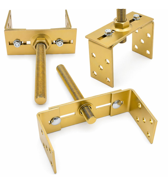 Wspornik słupa regulowany pion / poziom z prętem 0-165 mm oc. złoty