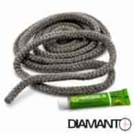 Szczeliwo szklane do pieca CZARNE 10mm (2,5m) + klej DIAMANTO