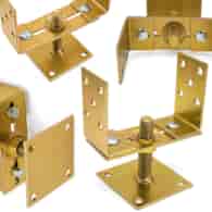 Wspornik słupa regulowany pion / poziom z blachą 0-200 mm oc. złoty