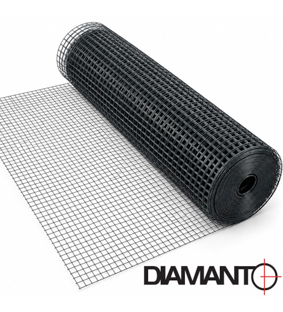 Siatka zgrzewana PCV, oczko 12,7x12,7 mm, drut 1,0 mm, 25 m x 1 m  ANTRACYT (RAL7016) DIAMANTO