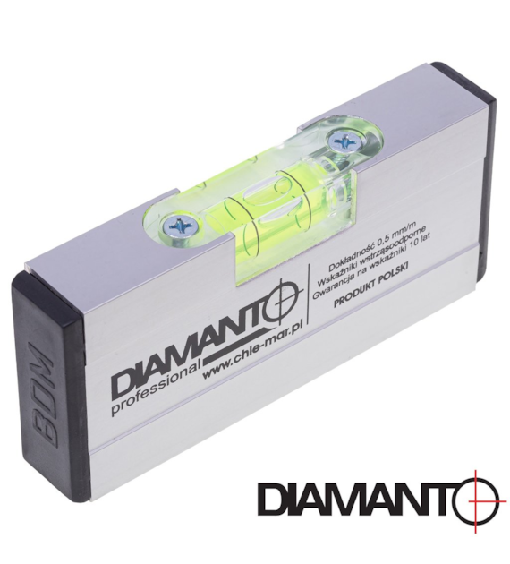 Poziomica 10cm kieszonkowa z magnesem DIAMANTO (anodowana)