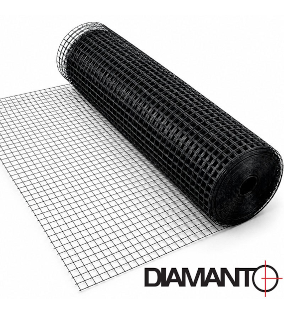 Siatka zgrzewana PCV, oczko 25x25 mm, drut 1,8 mm, 25 m x 1 m CZARNA  DIAMANTO
